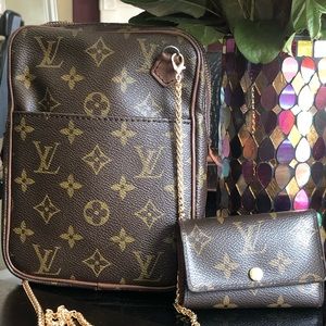 LV Leather Cross Body & 6 Key Monogram Wallet